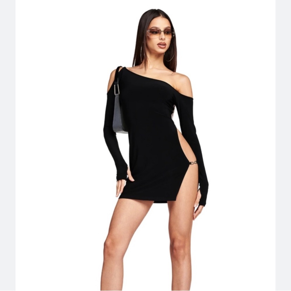 I.AM.GIA black one shoulder mini slit dress size XS